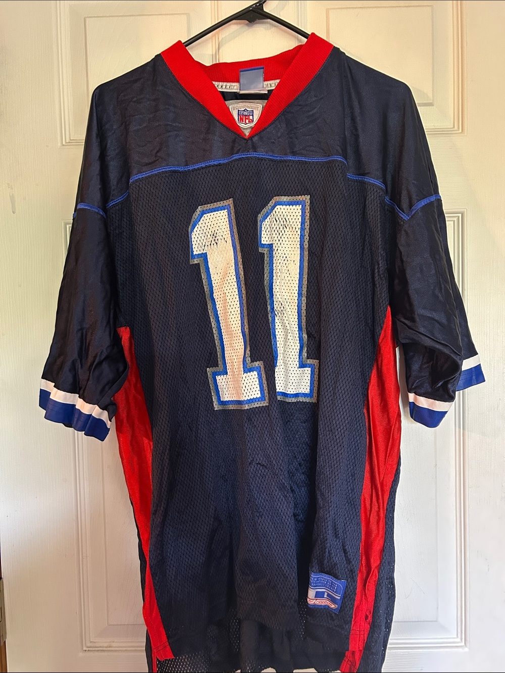 NFL Vintage Men's Navy & Red Buffalo Bills Football Jersey - Size Large